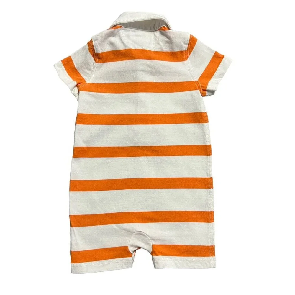 Ralph Lauren 6m Orange Striped Polo Romper